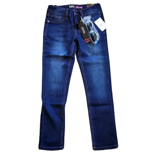 Lee Jeans 7 Girl's NWT Skinny Super Stretch Adjustable Waist Includes Sunglasses - Picture 1 of 3